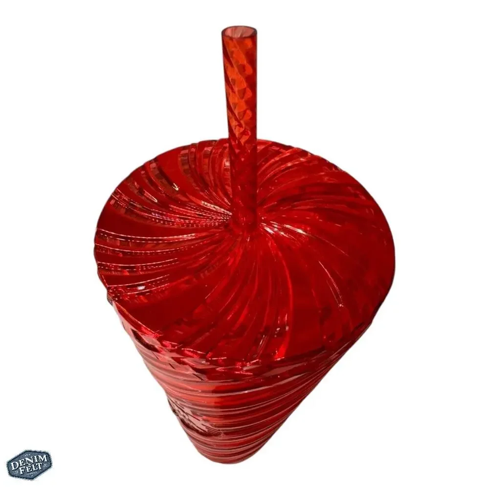 Starbucks Red‎ Swirl Plastic Cold Cup w/ Lid & Straw | 24 OZ | NEW!!